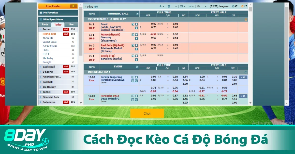 Cách đọc kèo cá độ bóng đá và nhận biết cách loại kèo