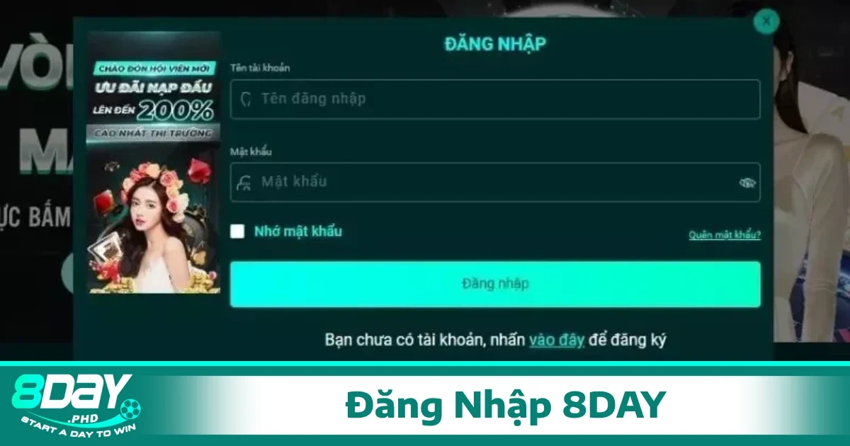 Cách đăng nhập 8Day trên Website đơn giản