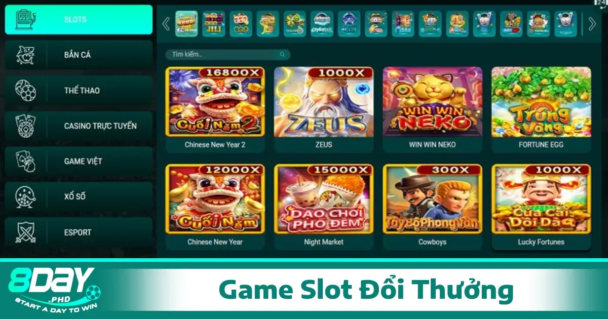 Chơi game slot đổi thưởng 8Day mang đến cảm giác hồi hộp khó tả